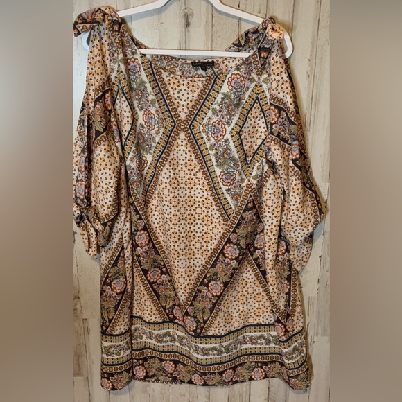 Bebop Knotted sleeves shoulder Beige Pink  + Floral Flower Dress Size 3X - Picture 1 of 16